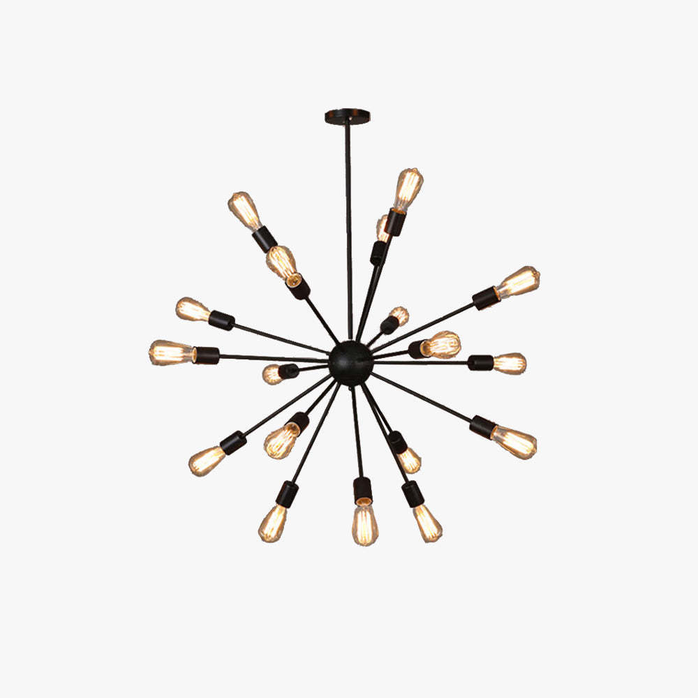 Alessio Industrial Chandelier - Sputnik linear lights in black metal