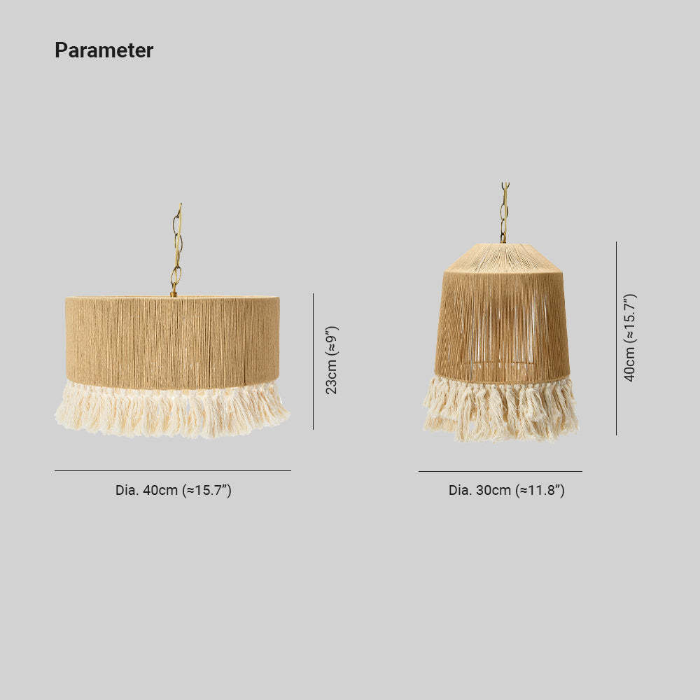 Ritta Pendant Light dimensions, Metal rope shade