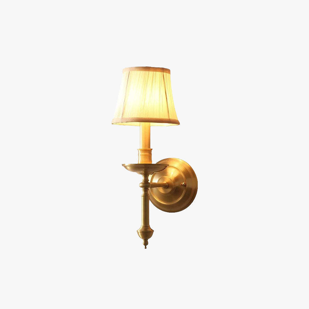 Eryn Metal Vanity Indoor Wall Lamp, brass finish, fabric shade