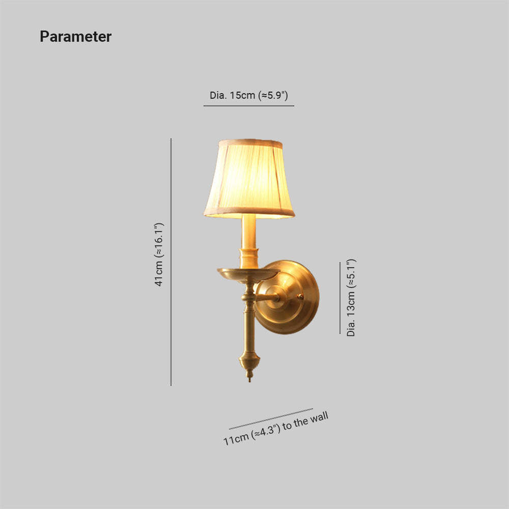 Eryn Metal Vanity Wall Lamp dimensions, 15cm shade, brass finish