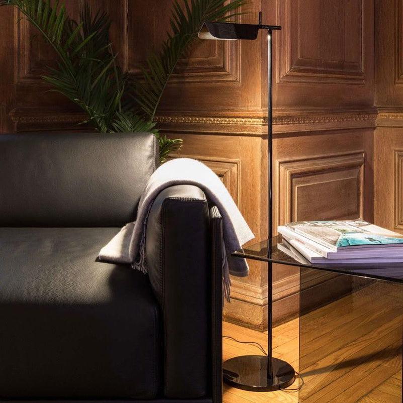 Minimalist Edge floor lamp in a modern living room.