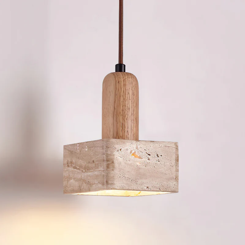 Zaid Minimalism Travertine Wood Pendant Lamp Bedroom Dining Room
