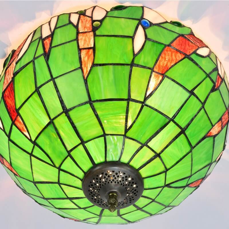 Eryn Retro Green Glass Flush Mount Ceiling Light