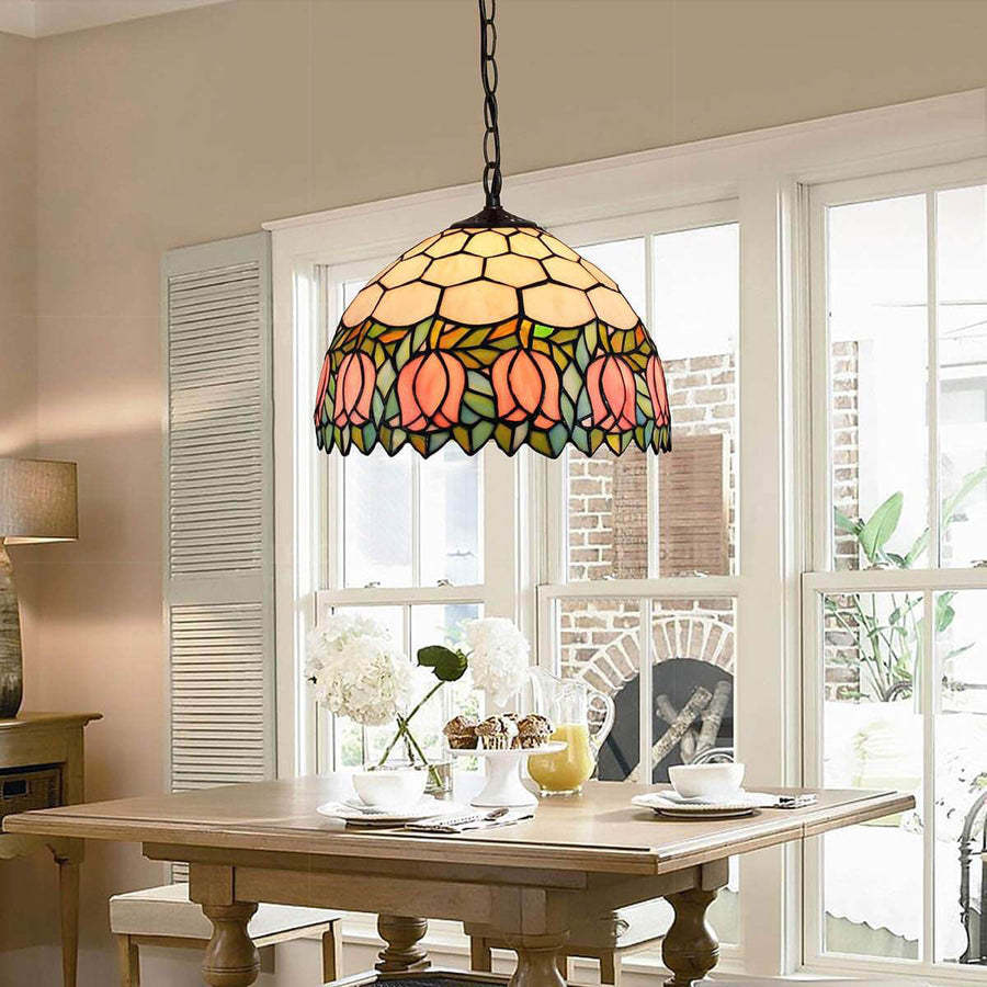 Eryn Vintage Pendant Light hanging over dining table