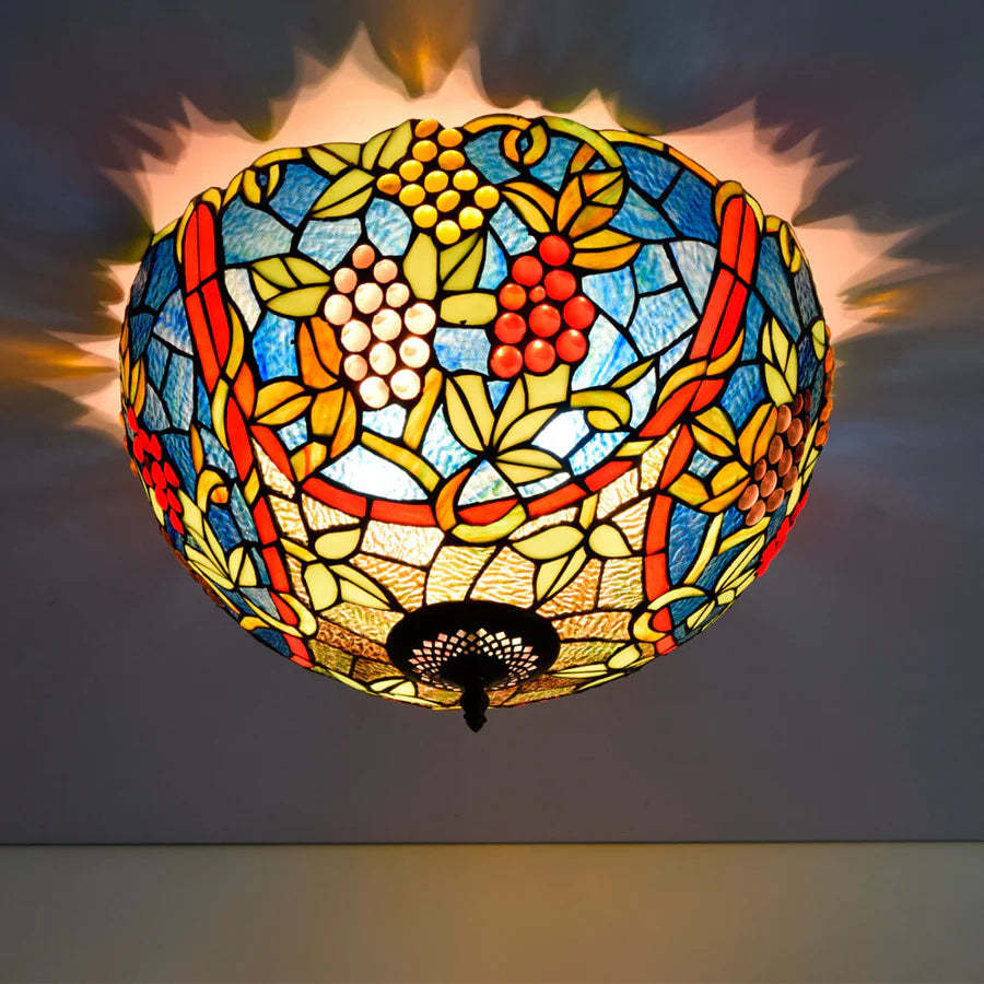 Eryn Vintage LED Flush Mount Ceiling Light with Grape Pattern