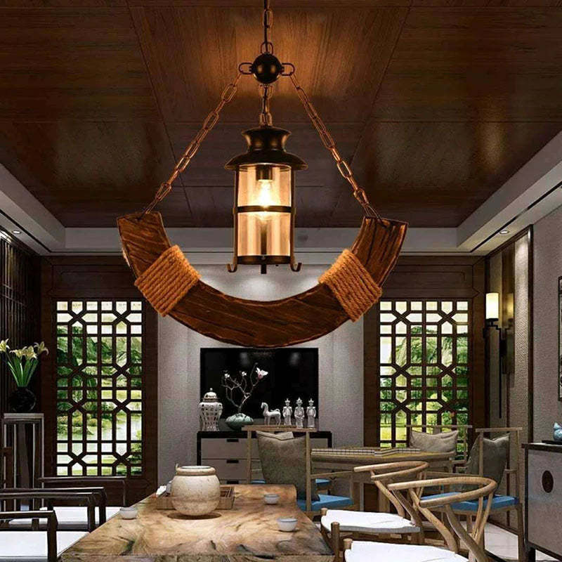 Wood and Glass 'Austin' Pendant Light for Dining Room