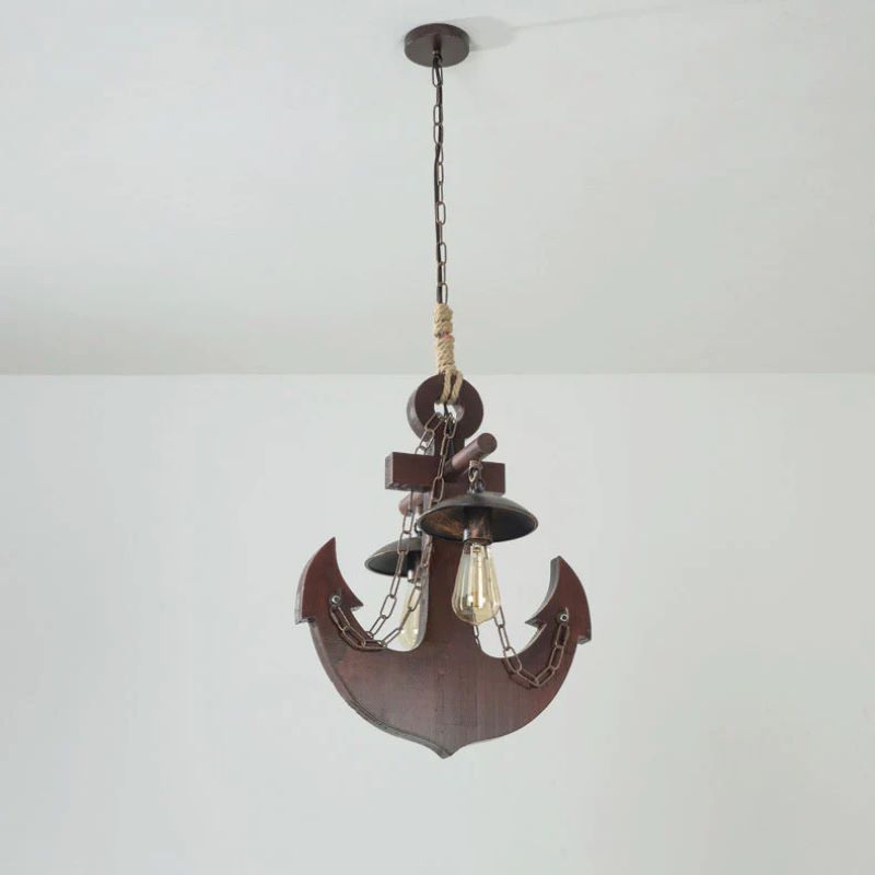 Anchor pendant light, rustic wooden fixture for dining room, Las Sola