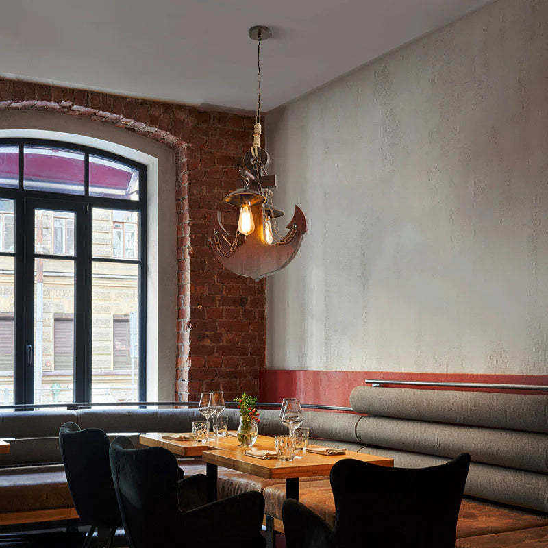 Retro anchor pendant light in restaurant, Las Sola lighting