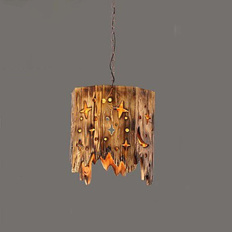 Austin wooden star pendant light for bar. Las Sola Lighting.