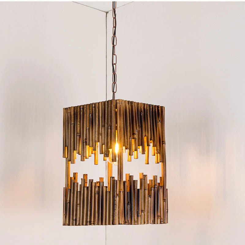 Austin wooden pendant light for dining room. Las Sola Lighting.