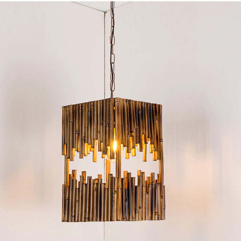 Austin wooden pendant light for dining room. Las Sola Lighting.