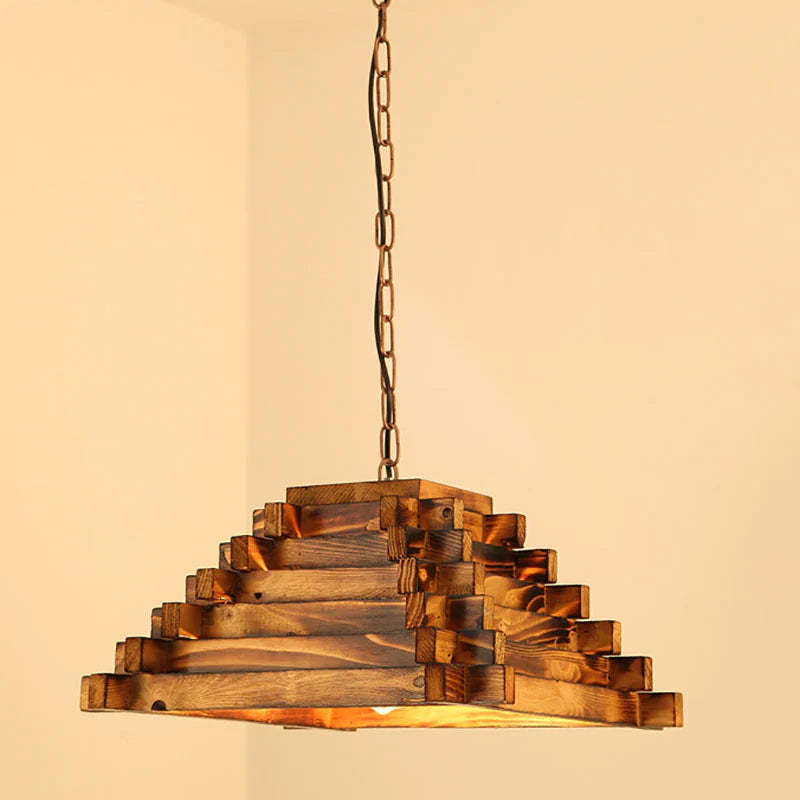 Austin Wooden Pendant Light. Rustic bar lighting fixture.