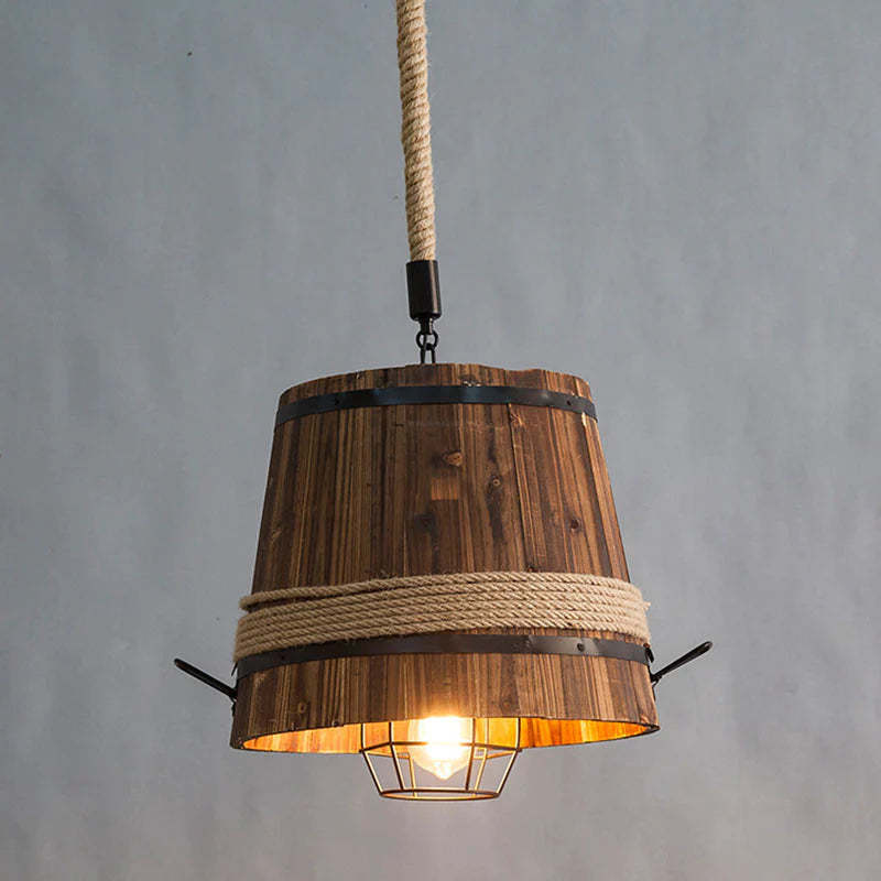 Rustic wooden pendant light, Austin style bar lighting fixture