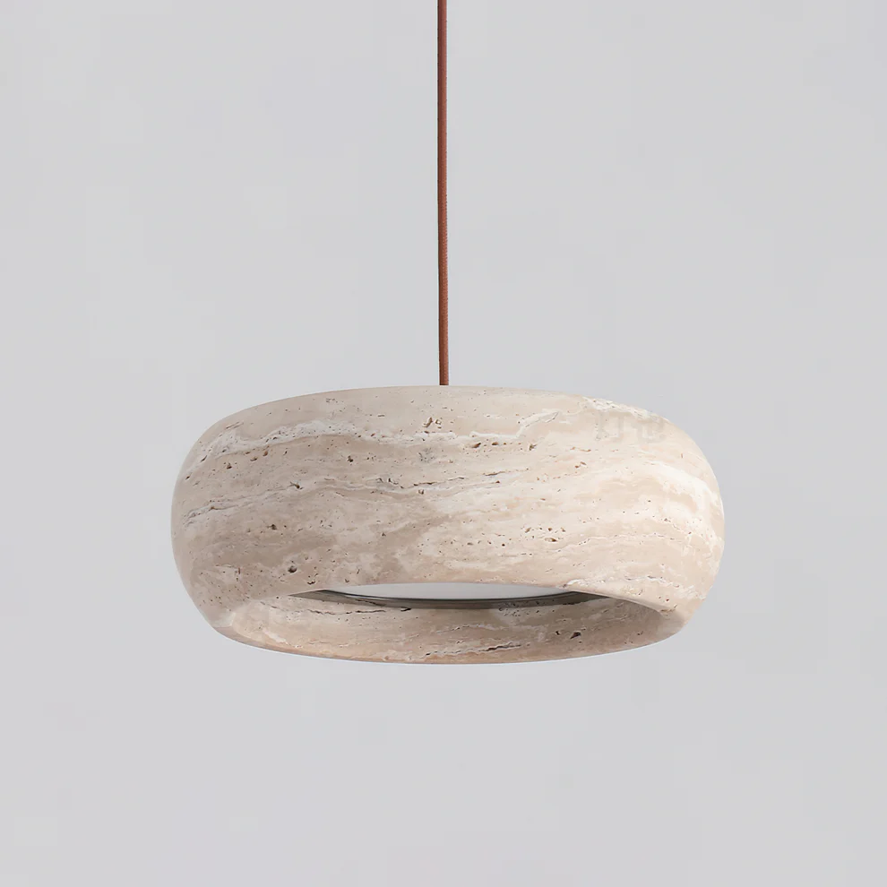 Zaid Modern Round Travertine Pendant Light Shades Bedroom Dining Room