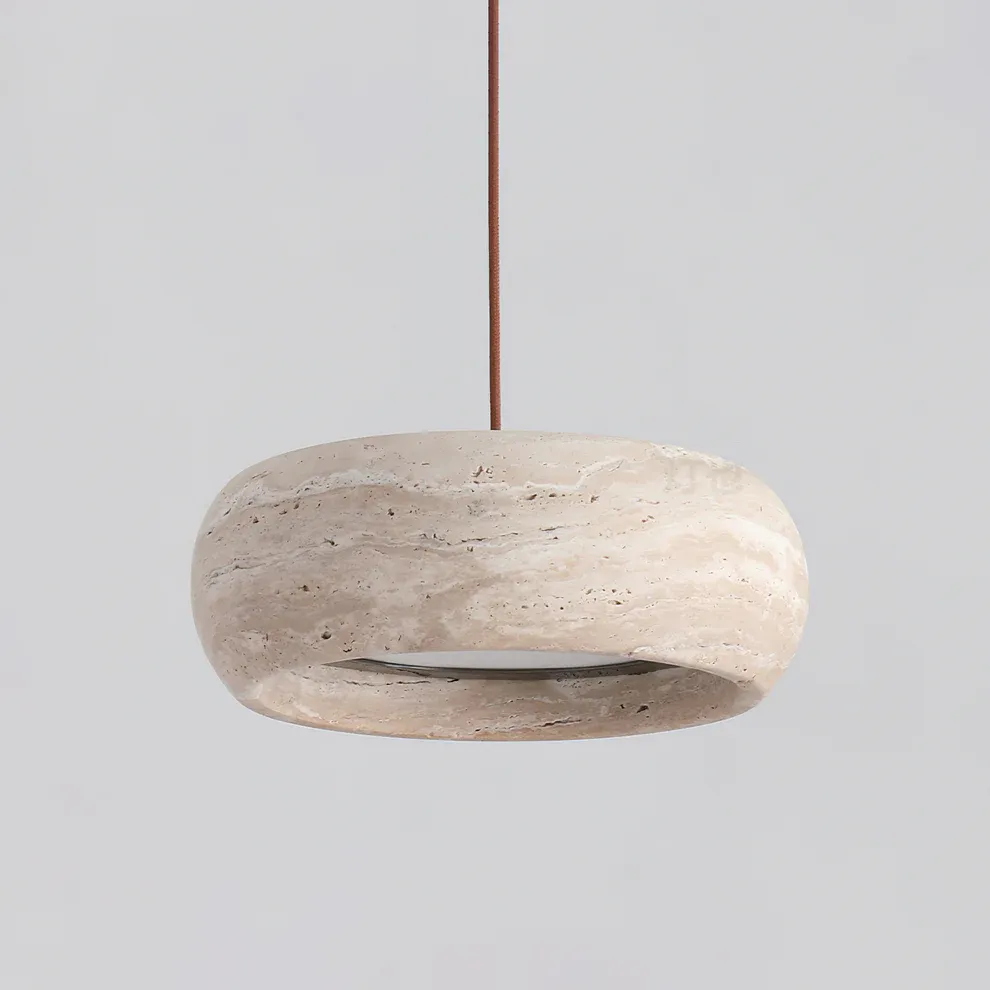 Zaid Modern Round Travertine Pendant Light Shades Bedroom Dining Room