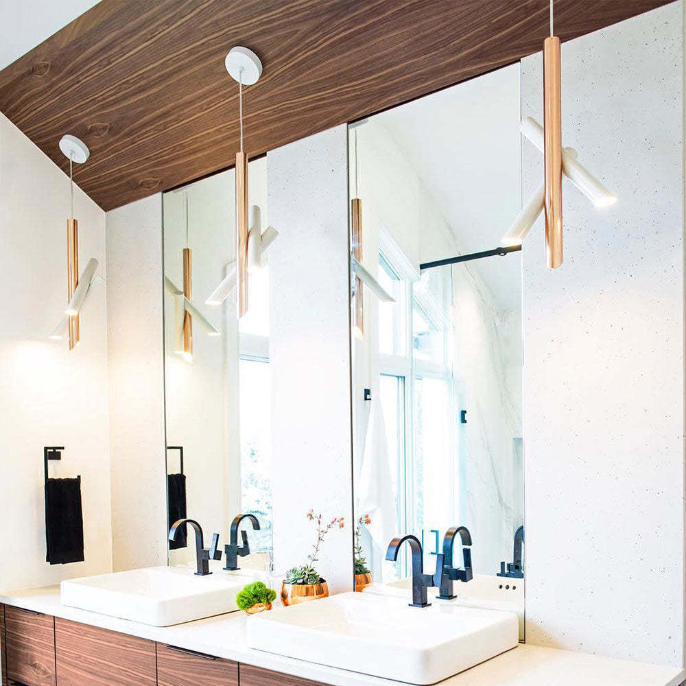 Modern bathroom with Hailie pendant lights, contemporary design