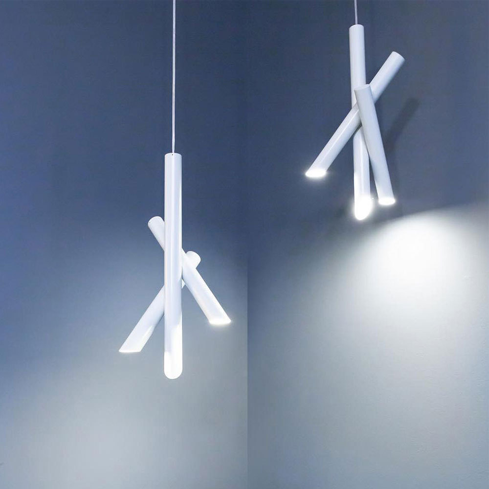 Modern Hailie pendant lights, white cylinder design