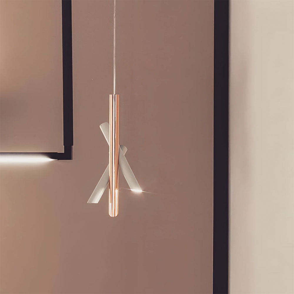 Hailie pendant light modern art, metallic design.