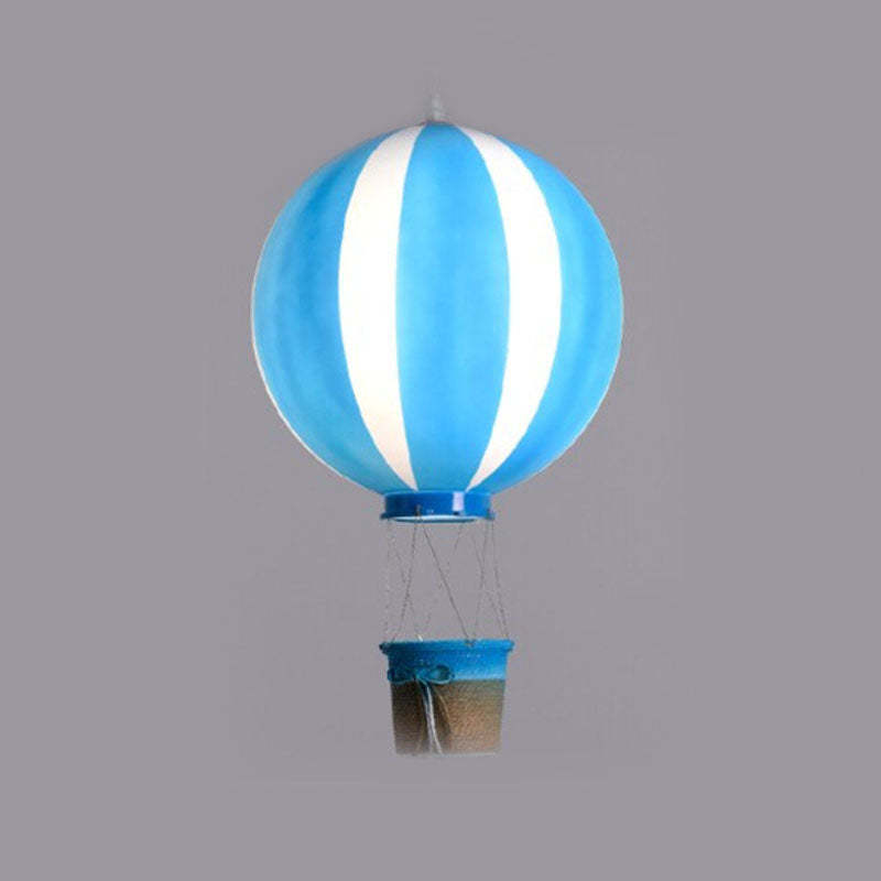 Blue and white hot air balloon pendant light, kids bedroom