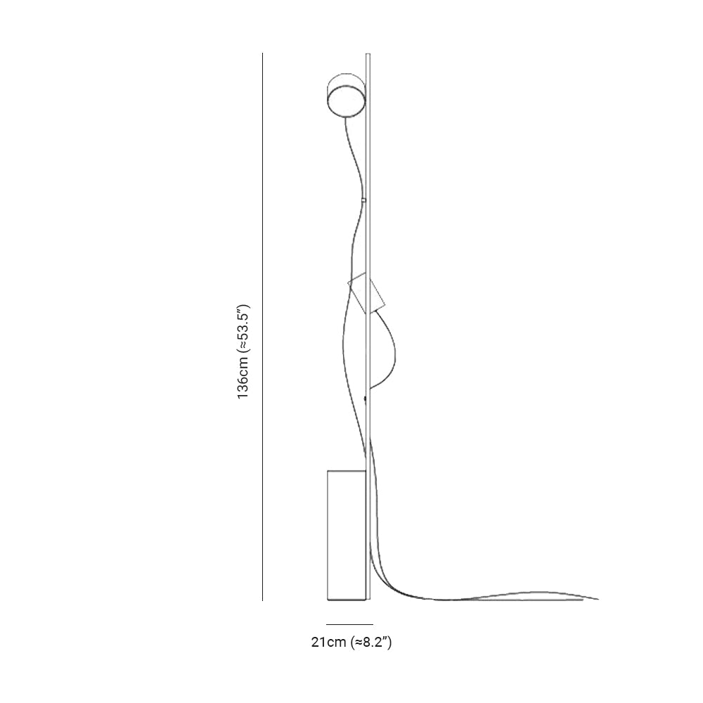 Avi Floor Lamp dimensions. Modern metal floor lamp size.