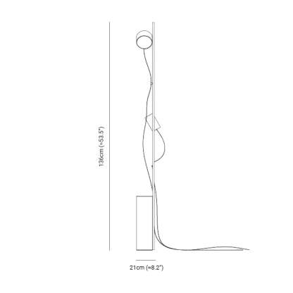 Avi Floor Lamp dimensions. Modern metal floor lamp size.