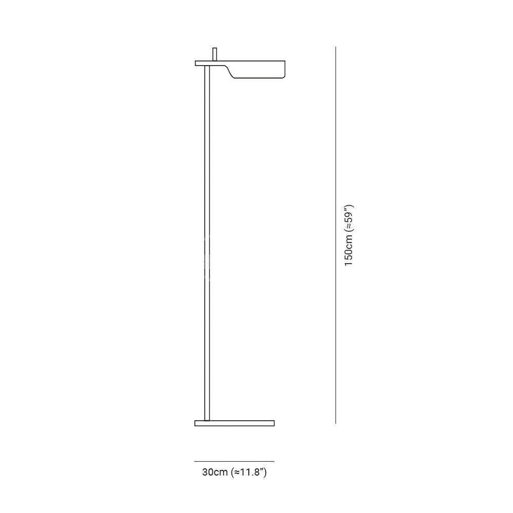 Edge floor lamp dimensions: 150cm height, 30cm base.
