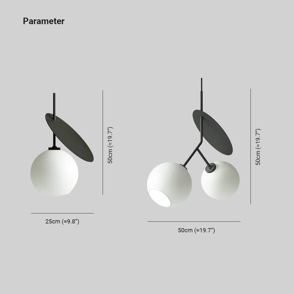 Valentina pendant light dimensions, metal & glass, Las Sola