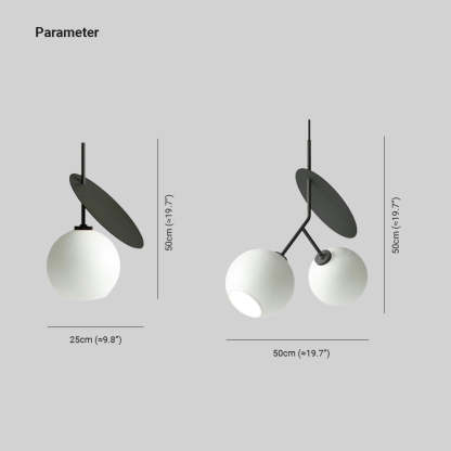 Valentina pendant light dimensions, metal & glass, Las Sola