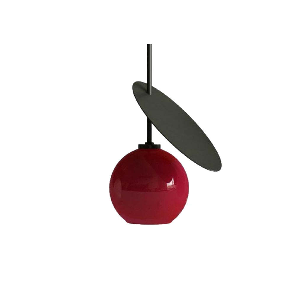 Red Valentina pendant light, metal & glass fixture.