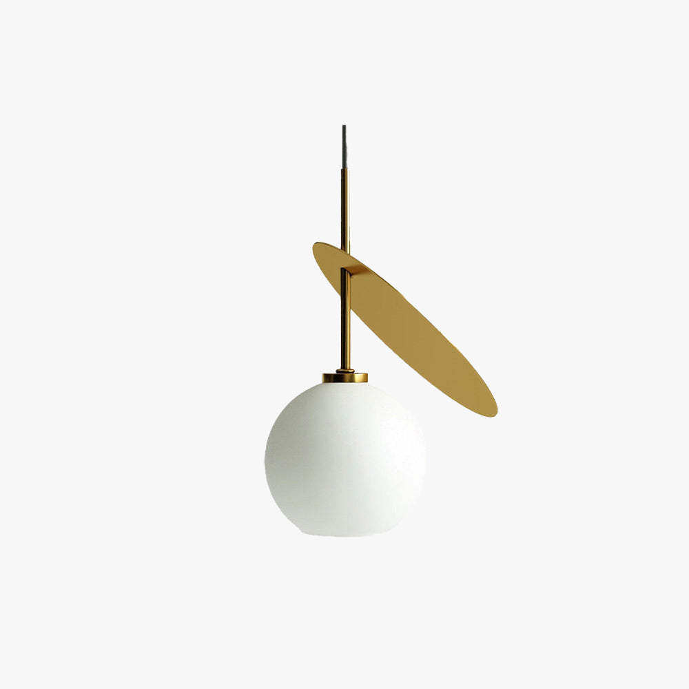 Valentina pendant light with white glass sphere and gold accent