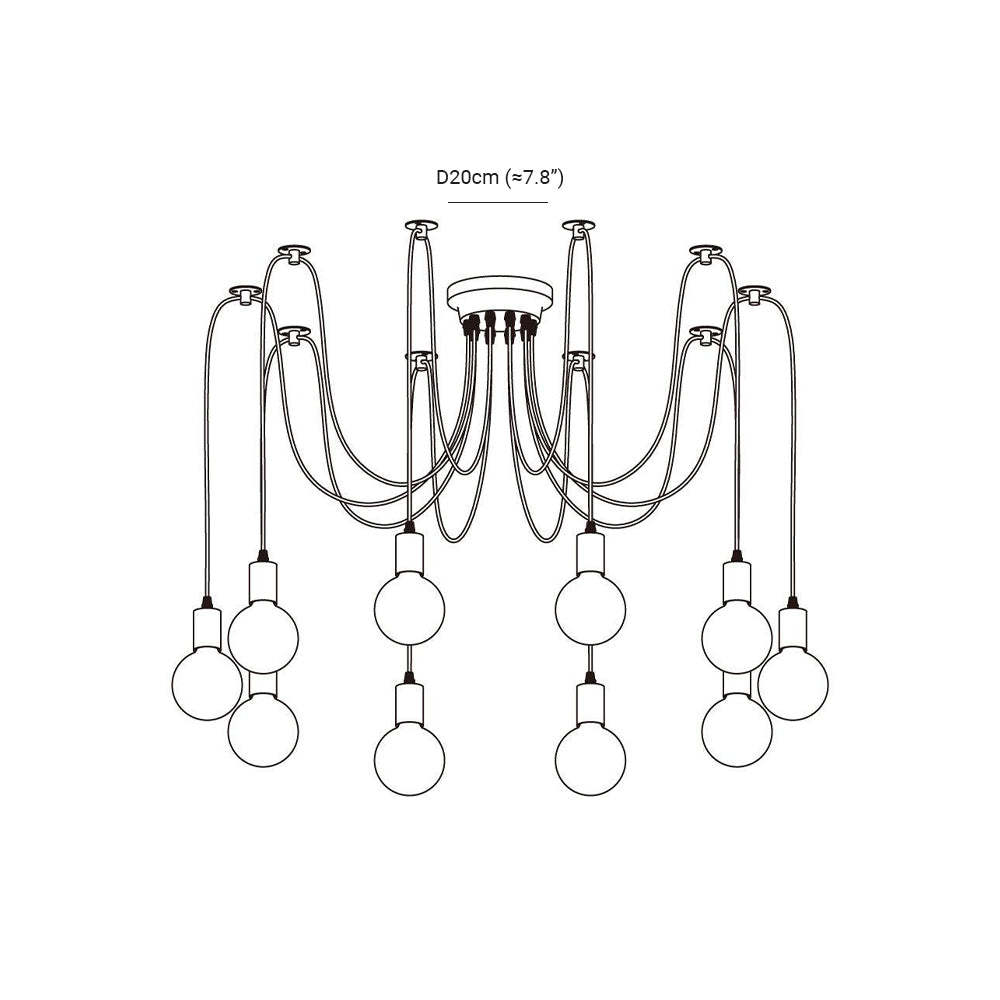 Alessio Spider Chandelier dimensions: D20cm (7.8")