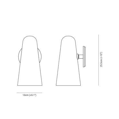 Blair Nordic wall lamp dimensions, glass and metal, 13x25.5cm