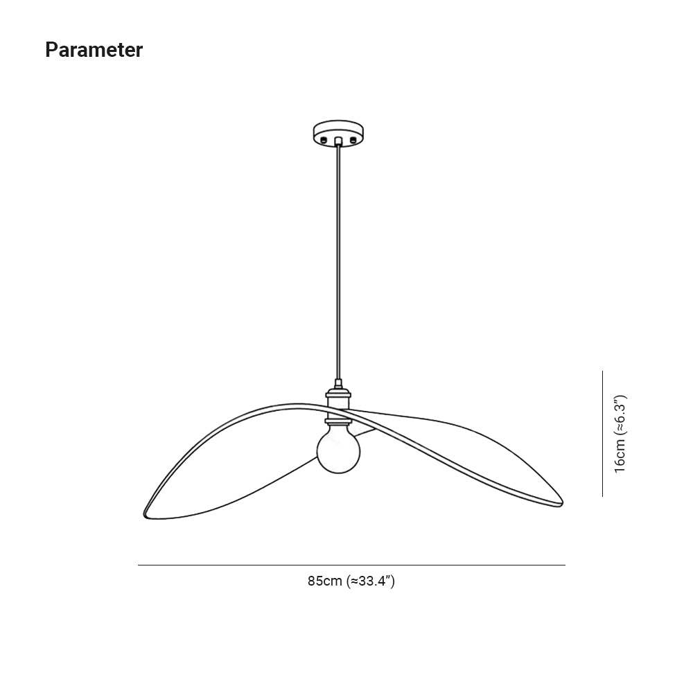 Ozawa pendant light dimensions: 85cm width, 16cm height. Ozawa Curved Art Pendant Light, Metal & Wood