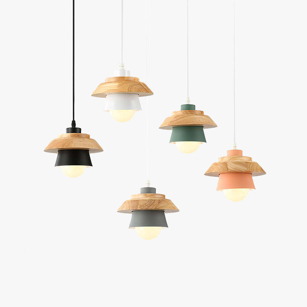Zaid Modern Metal/Wood Pendant Light, Multi-Color, Macaron Series Pendant Lamps