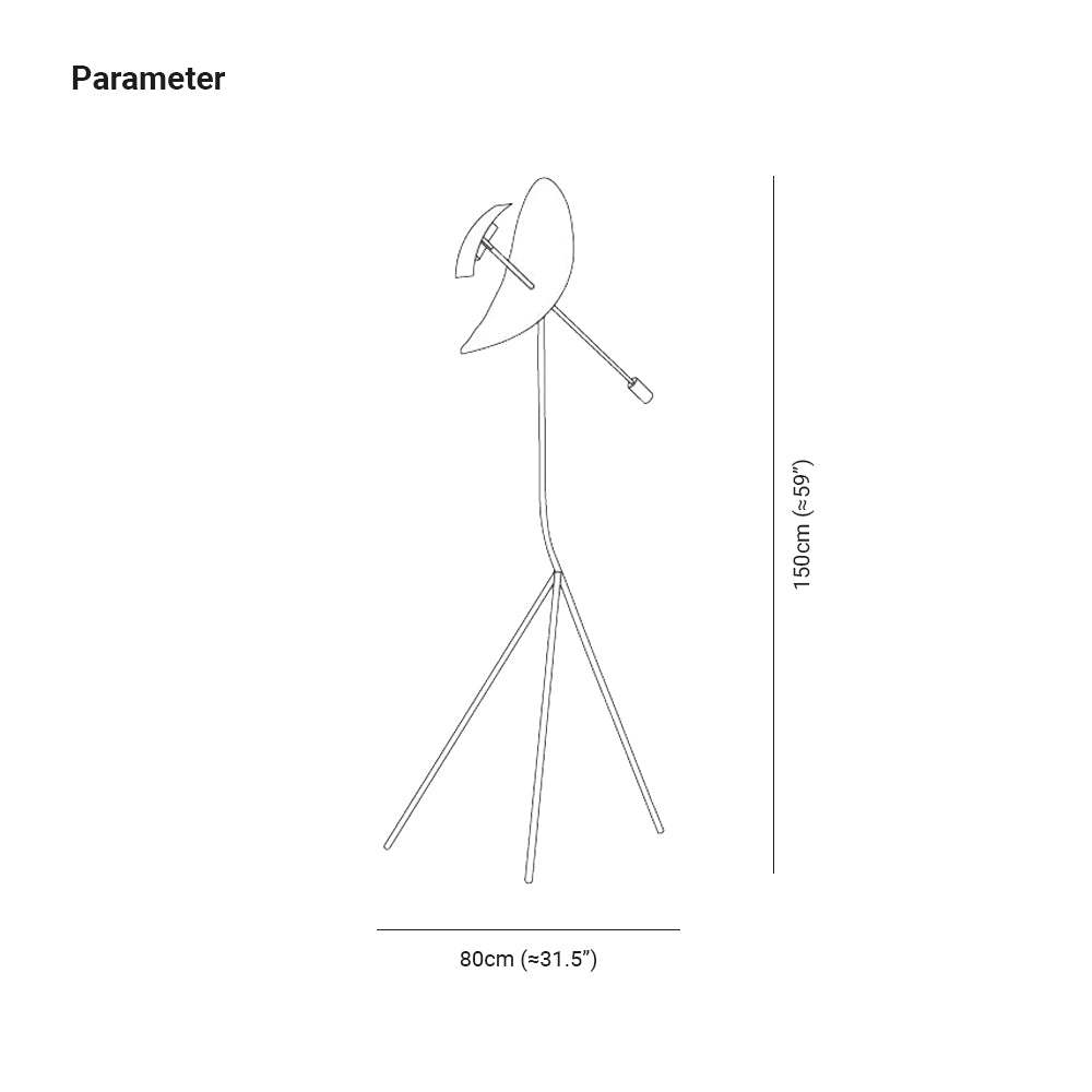 Salgado Floor Lamp dimensions: 150cm height and 80cm base