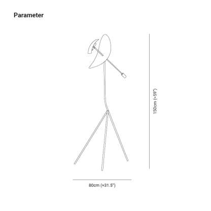 Salgado Floor Lamp dimensions: 150cm height and 80cm base