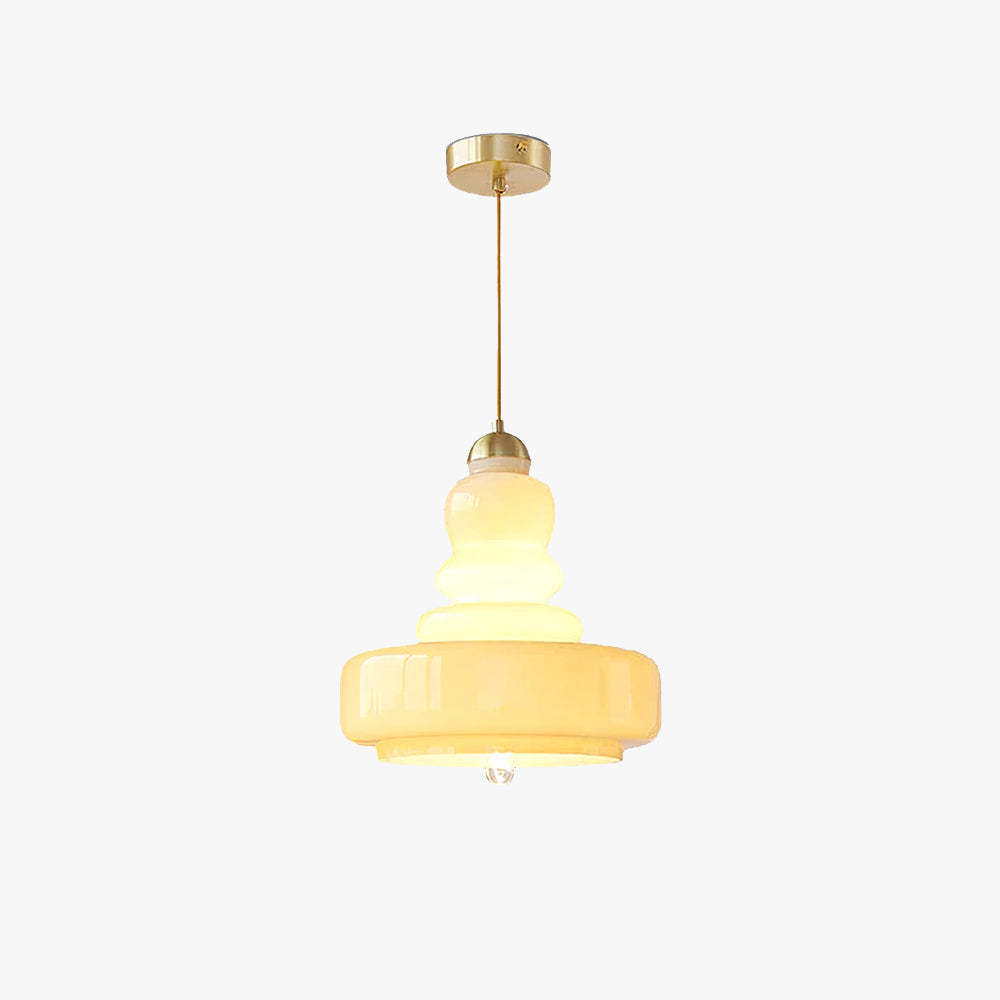 Morandi French Modern Pendant Light in beige glass