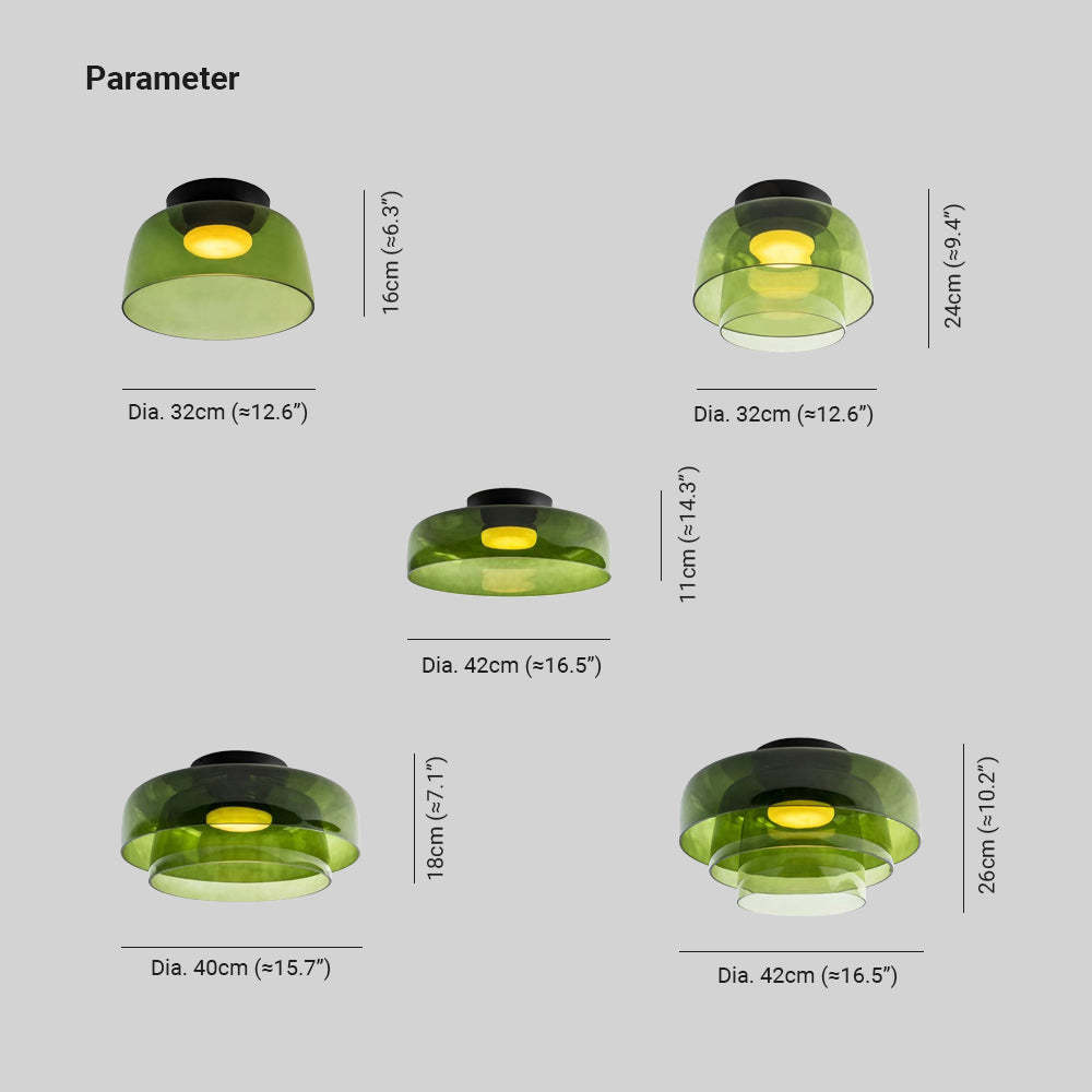 Morandi Green Glass Ceiling Light Dimensions
