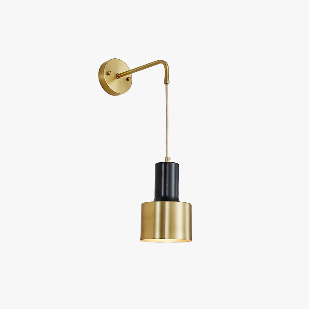 Orr Minimalism Brass Metal Black Wall Lamp Dining Room Bedroom