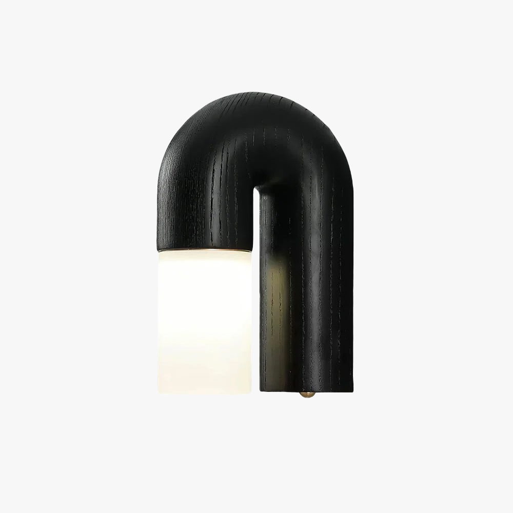 Ozawa Wood Walnut Black Metal Wall Lamp Dining Room Bedroom