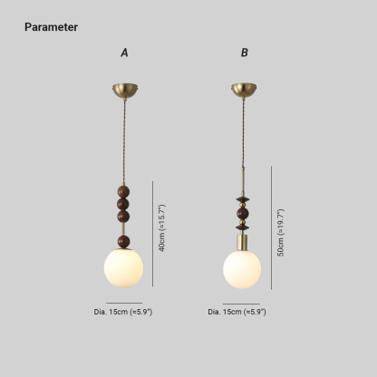 Hailie Minimalism Metal Glass Wood Pendant Light Bedroom Living Room