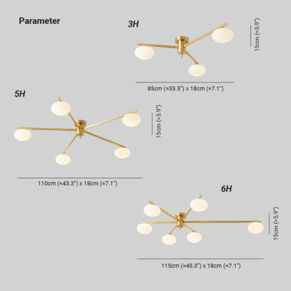 Valentina Minimalism Metal Glass Ceiling Lamp Bedroom Living Room
