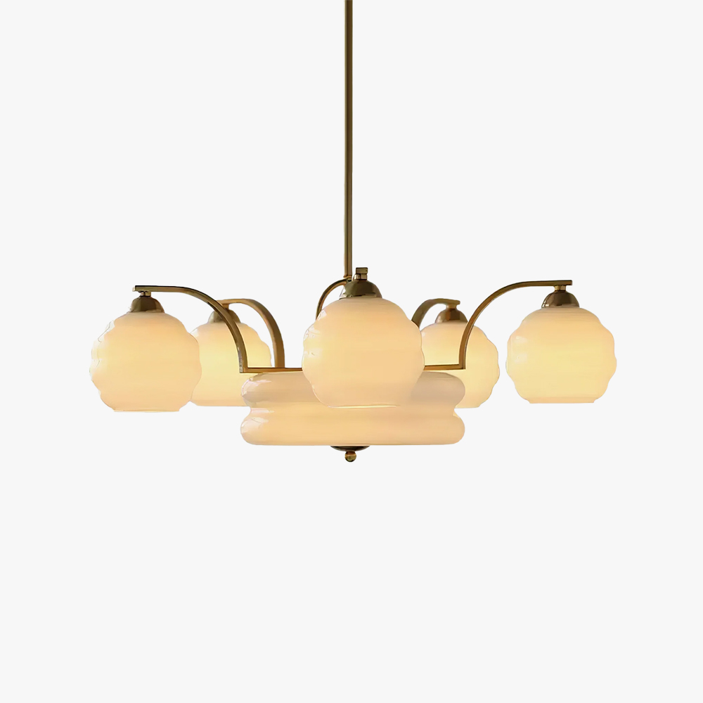 Valentina Vintage Classical Brass Glass Chandelier Living Dining Room