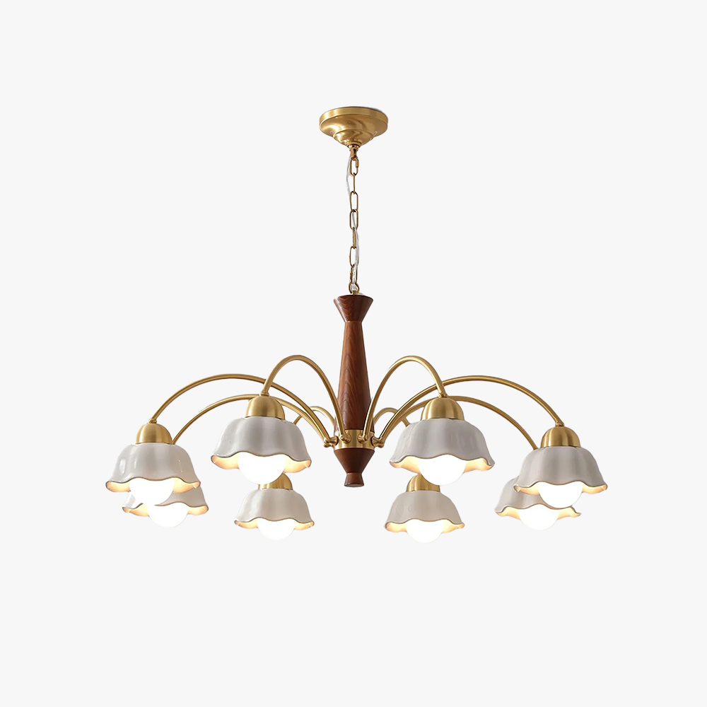 Valentina Vintage Brass Glass Chandelier Shades Living Dining Room