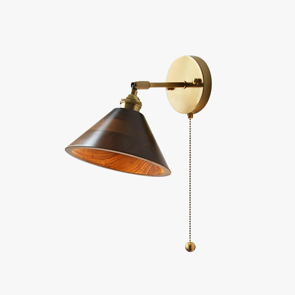 Alessio Vintage Round Wood Wall Light Bedroom Hallway Living Room