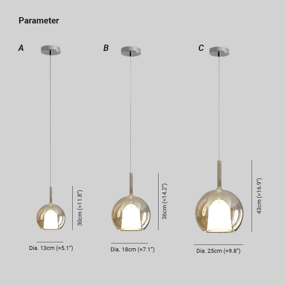Hailie Modern Round Glass Pendant Light Bedroom Living Room