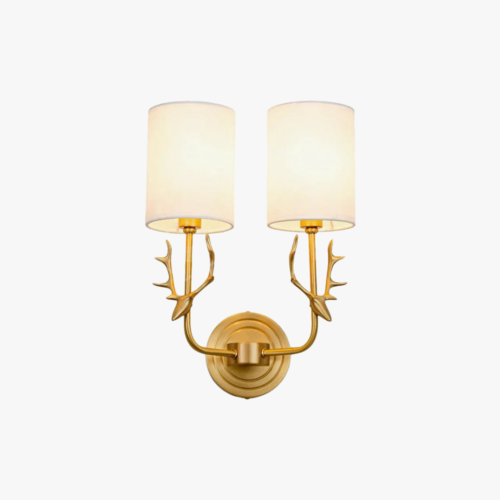 Alessio Vintage Brass Deer Head Fabric Wall Light Bedroom Hallway