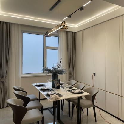 Modern dining room with Edge Industrial Pendant Light