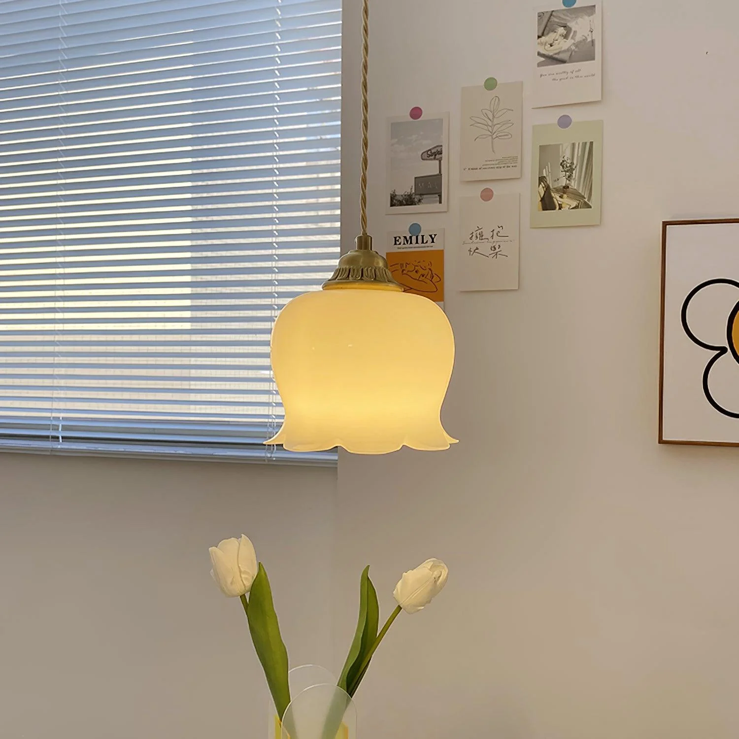 Carins Vintage Flower Resin Pendant Light Bedroom Living Dining Room