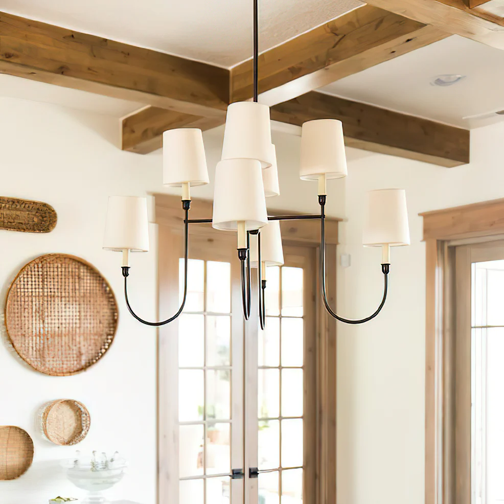 Alessio Vintage Luxury Metal Fabric Chandelier Shades Living Dining Room
